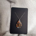 Amber Crystal & Leaf Pendant